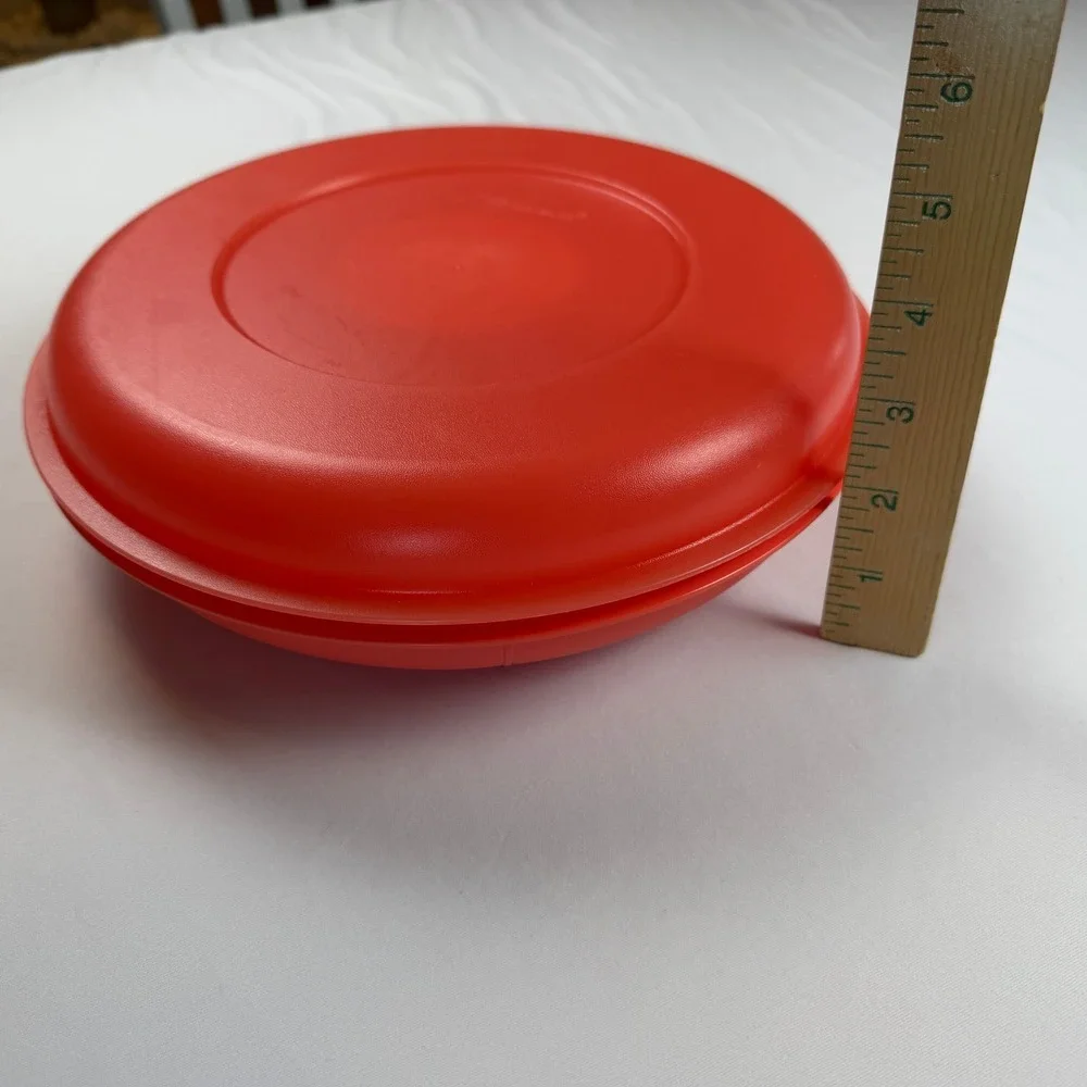 Tupperware Serving Center Red Divided Tray with Lid and Dip Container 9.75 inch